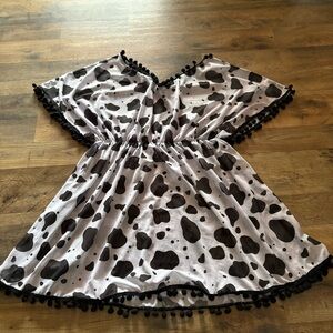 Kids Black and White Cow Print Dress